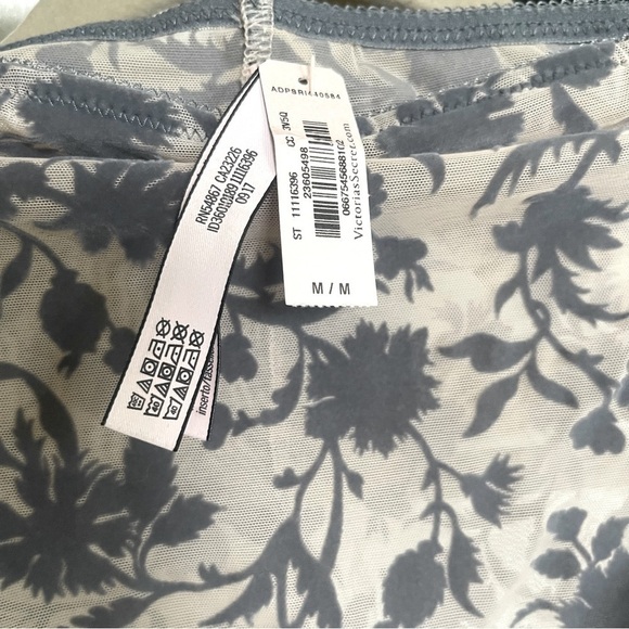 NWT Victoria Secret Velvet Floral Semi Sheer Panties Gray Color Size M - Picture 5 of 6